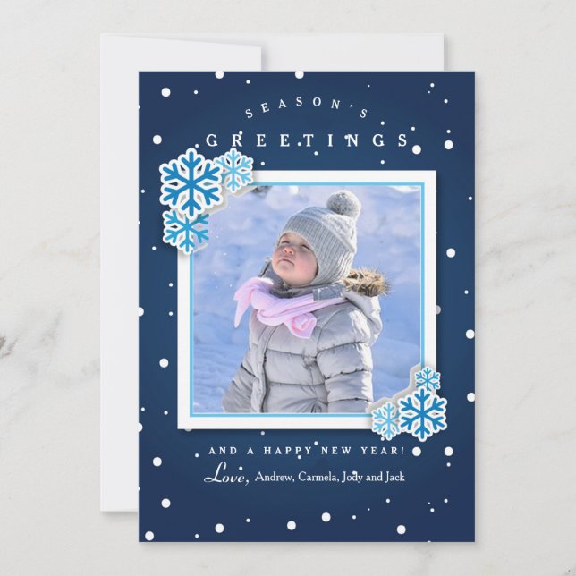 Snöflingor Foto Julkort Inbjudningar (Framsida)