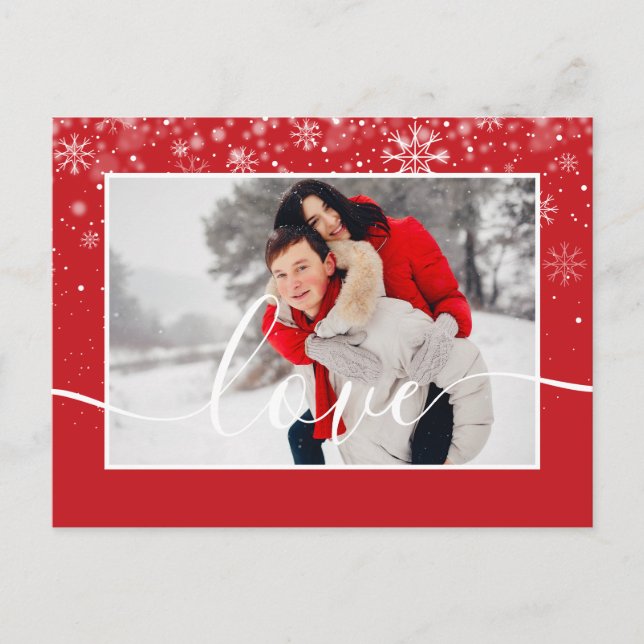 Snöflingor fotovit skripttypografi helg vykort (Framsida)