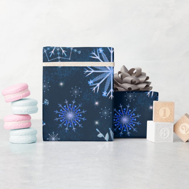 Snöflingor fryst grenar och blommor presentpapper (Baby Shower)