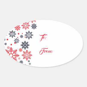 Snöflingor Gift Märkre Stickers Ovalt Klistermärke