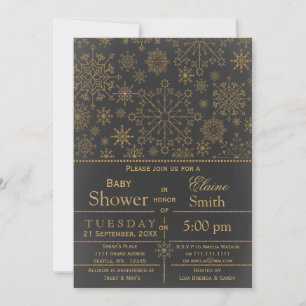 Snöflingor glitter guld, handduschen Inbjudan
