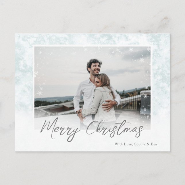 Snöflingor God jul ett fotovykort Helg Vykort (Framsida)