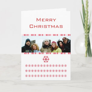 Snöflingor God Jul Ränder Familjefoto Helgkort