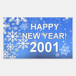 Snöflingor Gott nytt år 2001 Rektangulärt Klistermärke