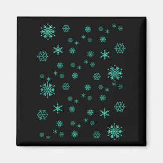 Snöflingor Grön Söt Jul Helgperiod Magnet