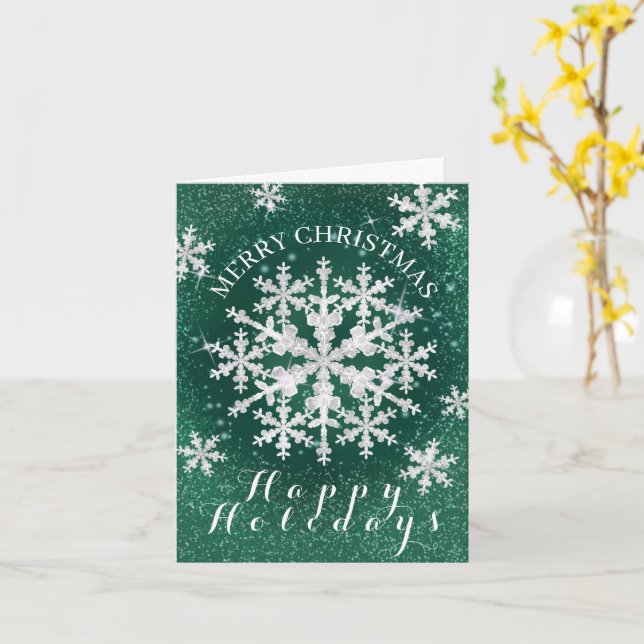 Snöflingor Grön Vit Kort (Gul blomma)