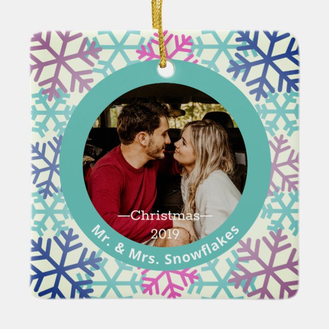 Snöflingor Grönt Fotojul - prydnadsföremål Julgransprydnad Keramik (Framsida)