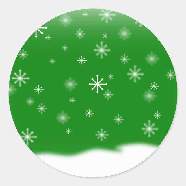 SNÖFLINGOR GRÖNT RUNT KLISTERMÄRKE (Framsida)