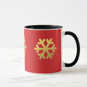 Snöflingor guld folie på rött mugg
