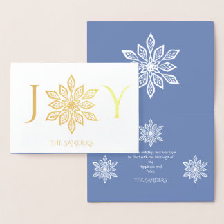 Snöflingor Guld Helgdag Blue Hälsning Folierat Kort