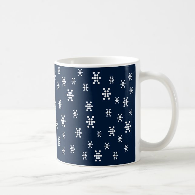 Snöflingor, himlar marinblått mönster kaffemugg (Höger)
