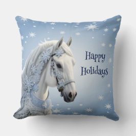 Snöflingor Horse Helgdag jul Dekorativ kudde