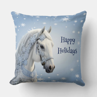 Snöflingor Horse Helgdag jul Dekorativ kudde