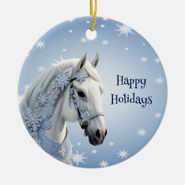 Snöflingor Horse Helgdag jul Ornament (Framsidan)