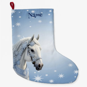 Snöflingor Horse Helgdag-julklapp Stor Julstrumpa