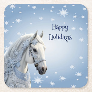 Snöflingor Horse Helgdag, Papper julUnderlägg Underlägg Papper Kvadrat