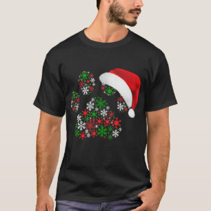 Snöflingor Hund Santa Hat-Hundälskarna för julj T Shirt