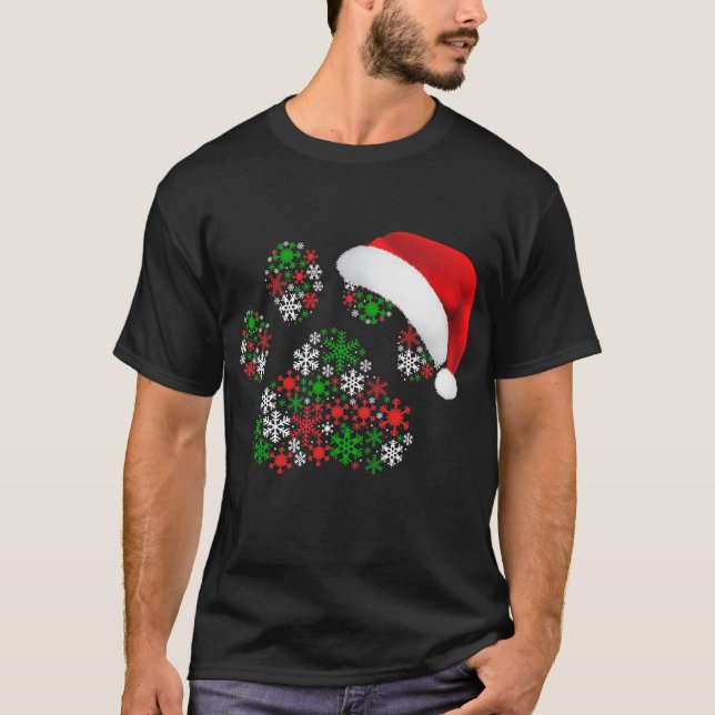 Snöflingor Hund Santa Hat-Hundälskarna för juljul  T Shirt (Framsida)