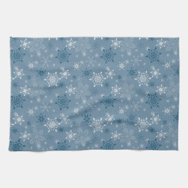 Snöflingor i blå bakgrund kökshandduk