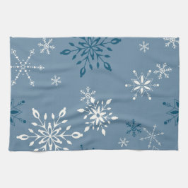 Snöflingor i blå bakgrund kökshandduk
