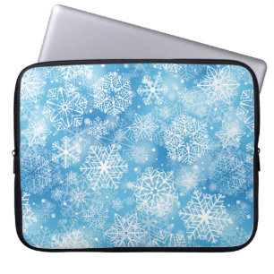 Snöflingor i blått laptop fodral