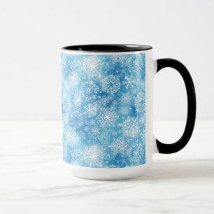 Snöflingor i blått mugg