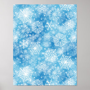 Snöflingor i blått poster
