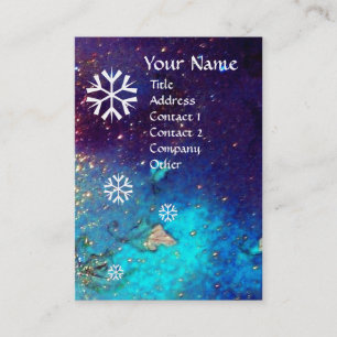 SNÖFLINGOR I SILVER SPARKLES I BLUE VISITKORT