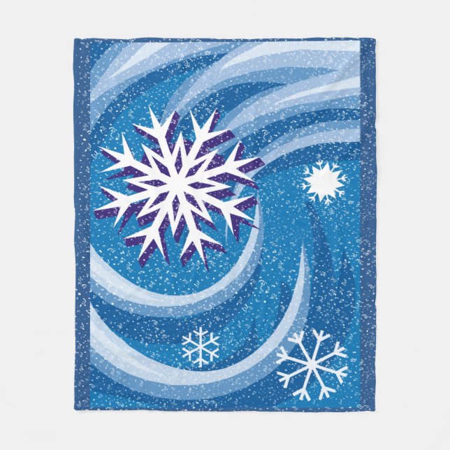 Snöflingor i vinden - fleecefilt (Framsidan)