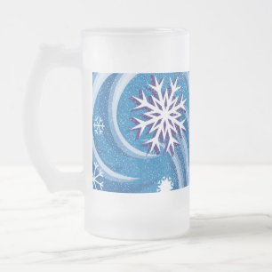 Snöflingor i vinden - frostat ölglas