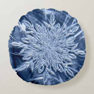 Snöflingor Ice Crystal Rund Kudde
