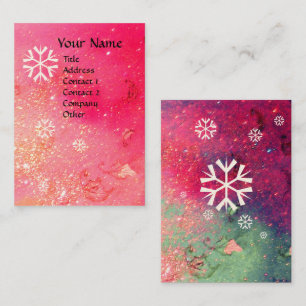 SNÖFLINGOR IN SILVER ROSA GRÖNT BLOMMIGT SPARKLES VISITKORT