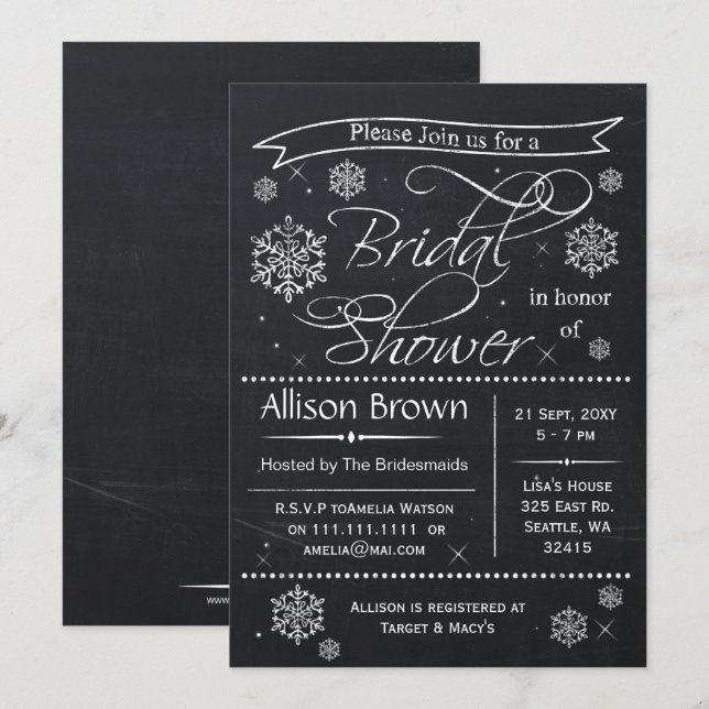 snöflingor Inbjudningskort för möhippa (Fram/baksida)