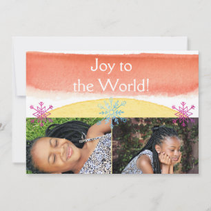 Snöflingor Joy till World Watercolor Julkort