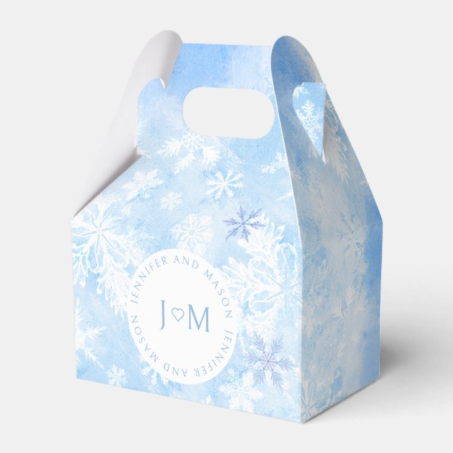 Snöflingor jul bröllop monogram förmånslådor presentaskar (Framsidan Sidan)