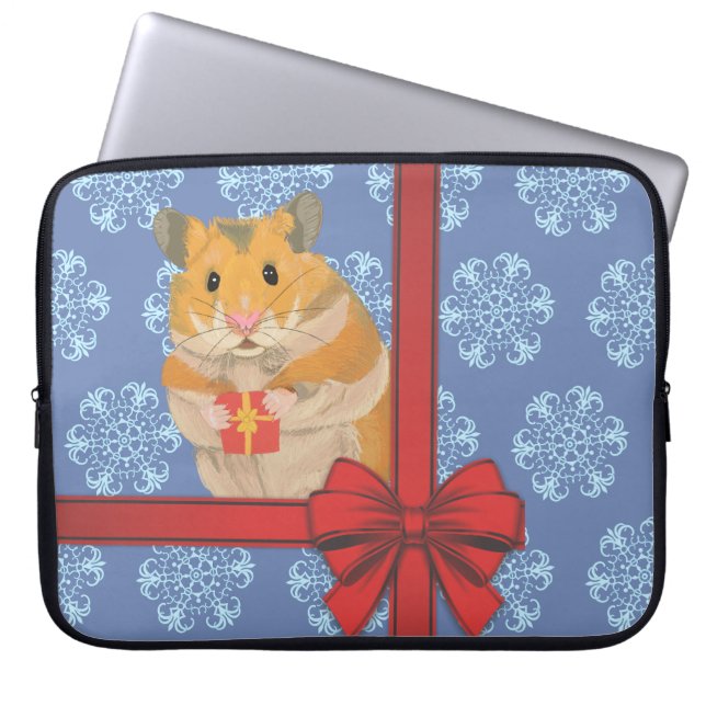 Snöflingor jul Hamster Laptop Fodral (Framsidan)
