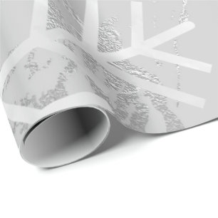 Snöflingor jul Helgdag Marble Grått Silver Presentpapper
