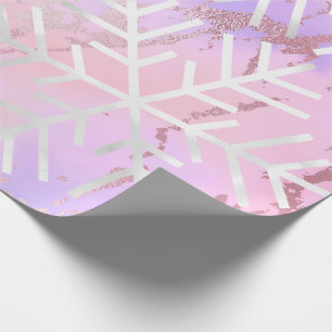 Snöflingor jul Helgdag Marble Rosa Blue Peac Presentpapper