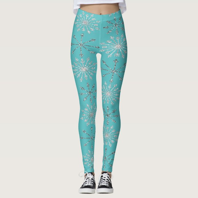 Snöflingor, Jul Leggings (Framsida)