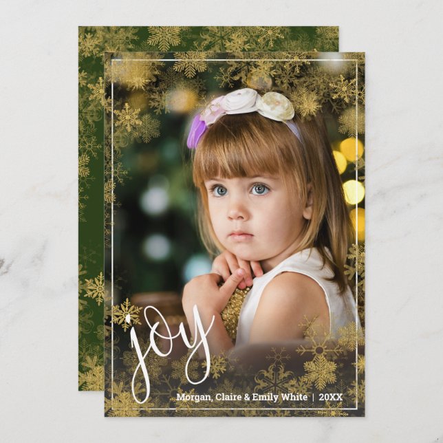 Snöflingor julfoto julkort (Fram/baksida)