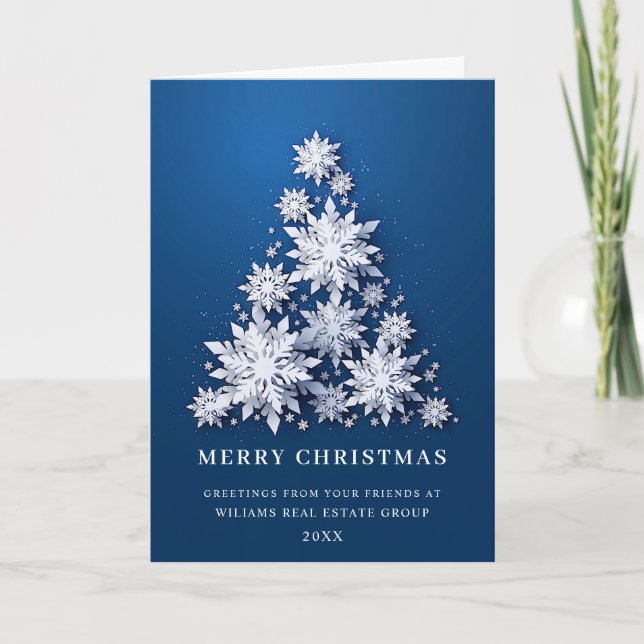 Snöflingor Julgran Corporate Hälsning Helgkort (Framsida)