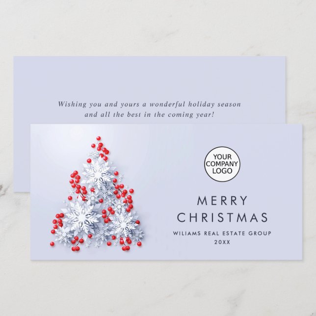 Snöflingor Julgran Corporate Hälsning Julkort (Fram/baksida)