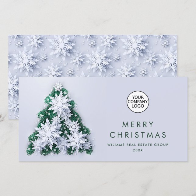 Snöflingor Julgran Corporate Hälsning Julkort (Fram/baksida)