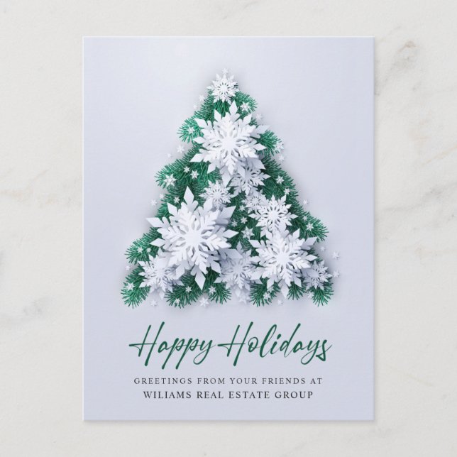 Snöflingor Julgran Corporate Hälsning Vykort (Framsida)