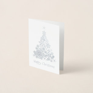 Snöflingor Julgran Folierat Kort