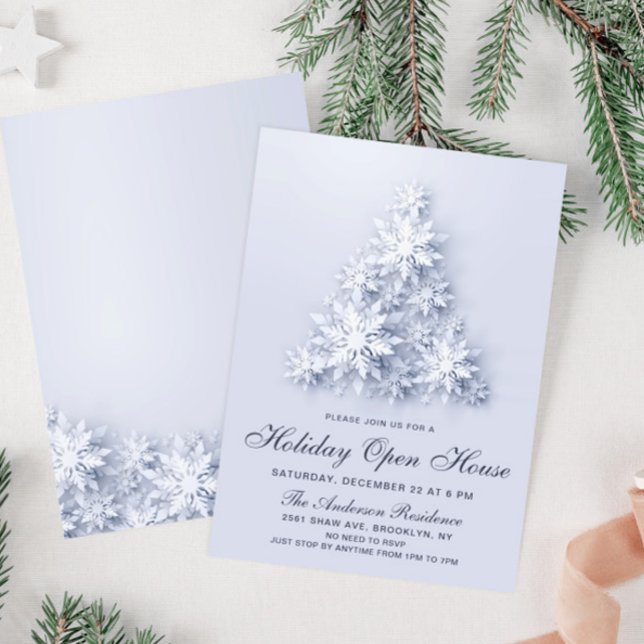Snöflingor Julgran Helgdag Open House Inbjudningar (Skapare uppladdad)
