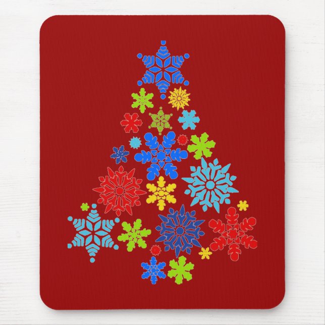 Snöflingor Julgran Mousepad Musmatta (Framsidan)