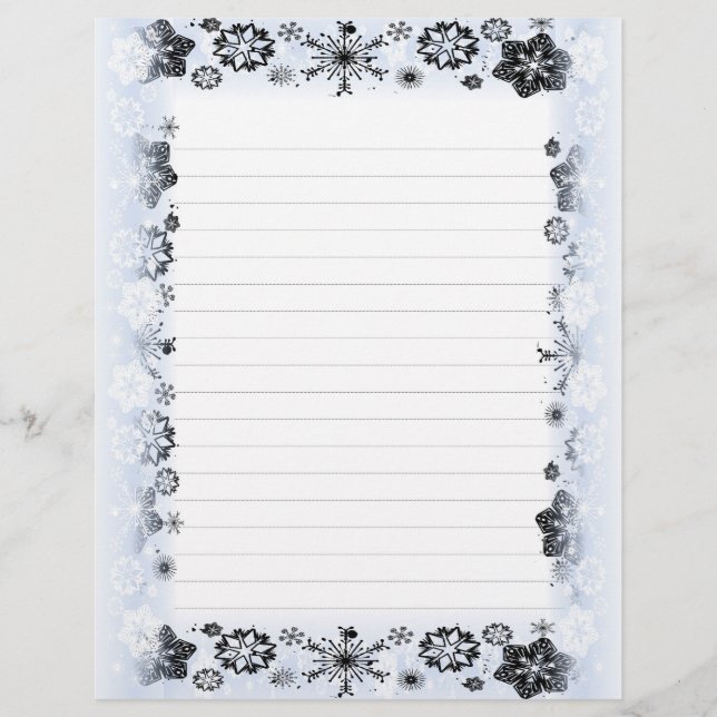 Snöflingor Julgräns Brevpapper (Framsida)