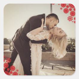 Snöflingor Kärlek Peace Joy Kisses Photo Bröllop Fyrkantigt Klistermärke