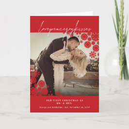 Snöflingor Kärlek Peace Joy Kisses Photo Bröllop Helgkort